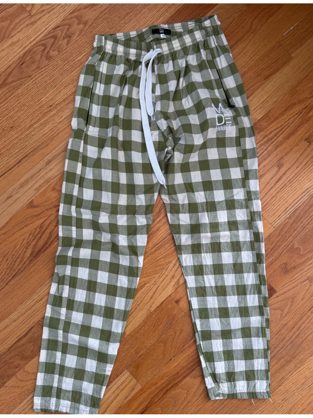 MADE Hoops Olive and White Gingham pajama Pants